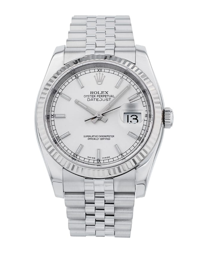 Rolex Datejust 116234 - Silver Baton Dial & Bracelet Strap