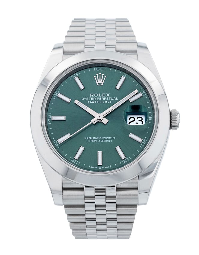 Rolex Datejust 41 - Mint Green Baton Dial & Bracelet Strap