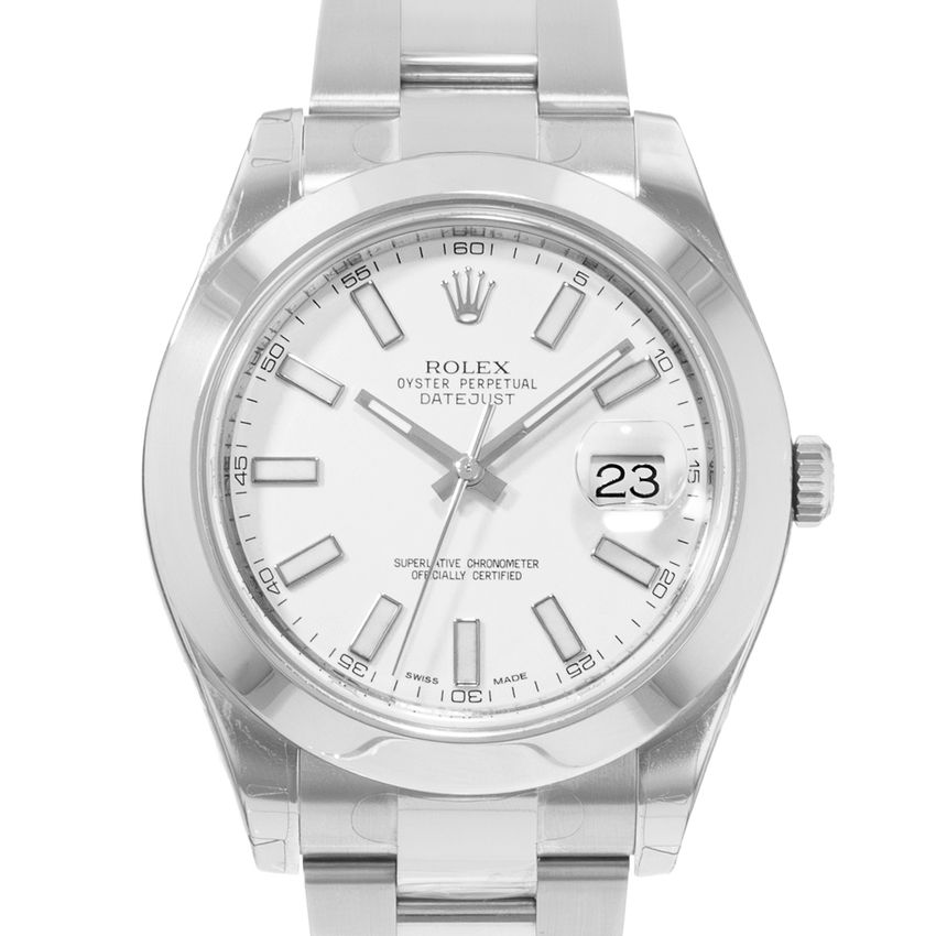 Rolex Datejust II 116300 - White Baton Dial & Bracelet Strap