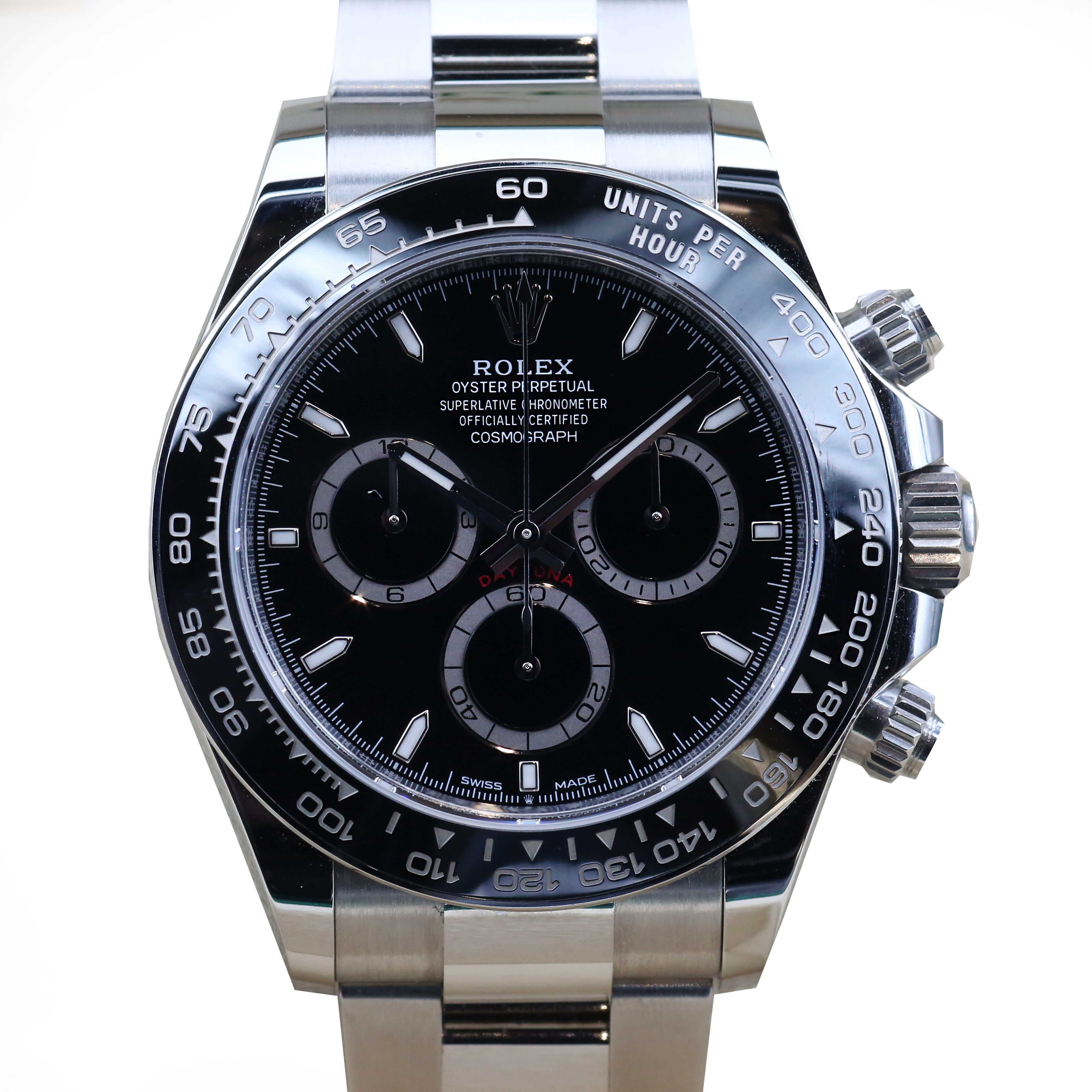 Rolex Daytona quadrante Nero e un cinturino in Bracciale