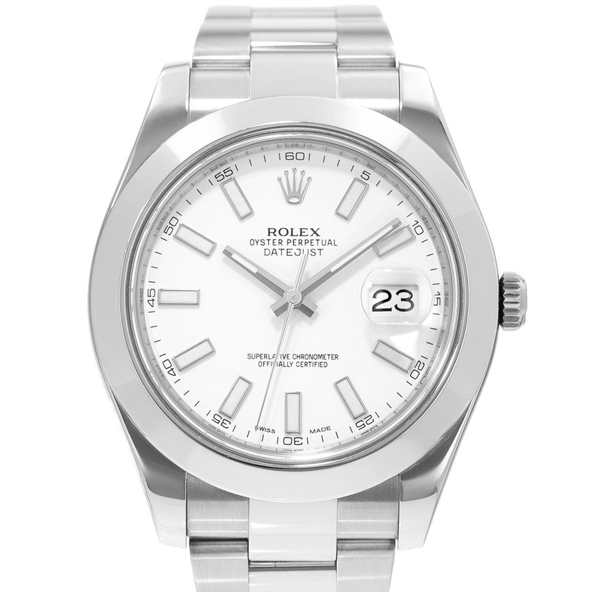 Rolex Datejust II 116300 - White Baton Dial & Bracelet Strap