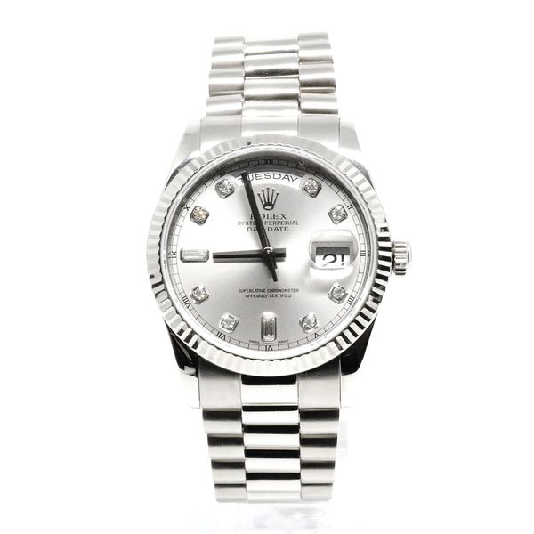 Rolex Day-Date 118239 Silver Diamond Dial Bracelet Strap