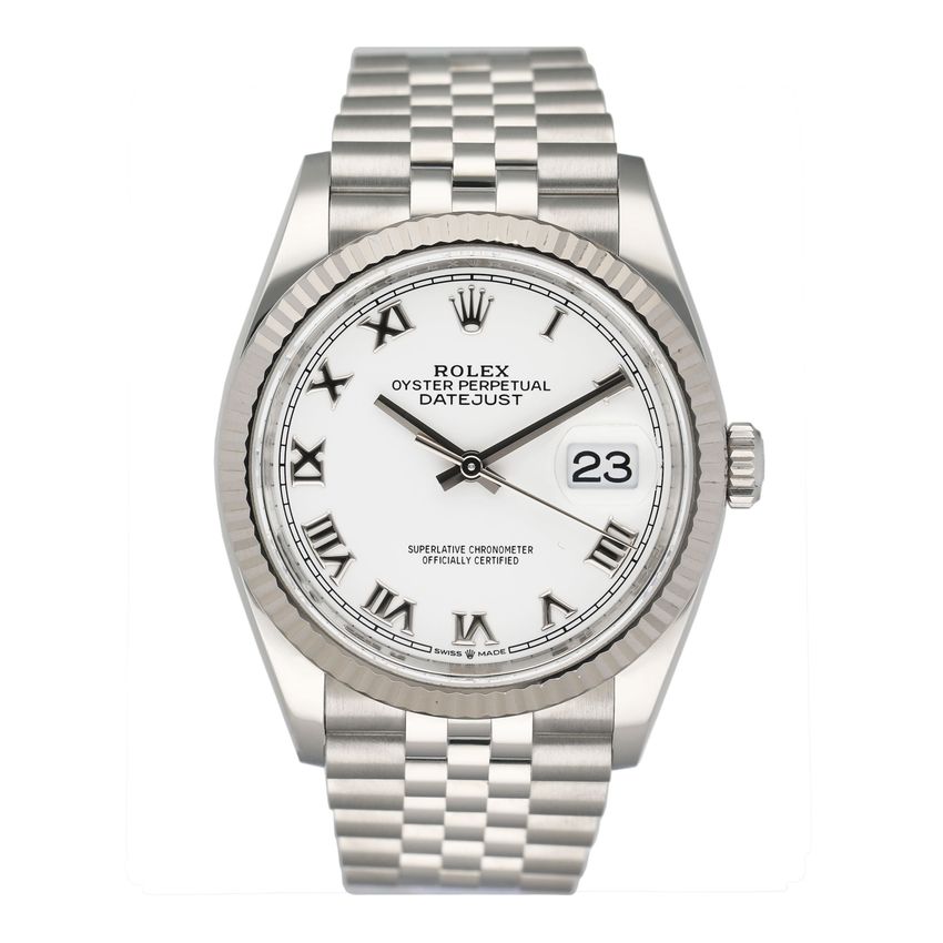 Rolex Datejust - White Roman Numeral Dial & Bracelet Strap