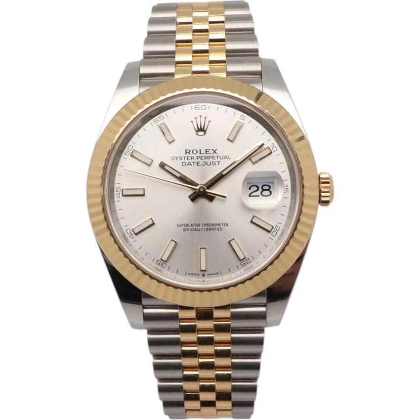 Rolex Datejust 41 - Silver Baton Dial & Bracelet Strap