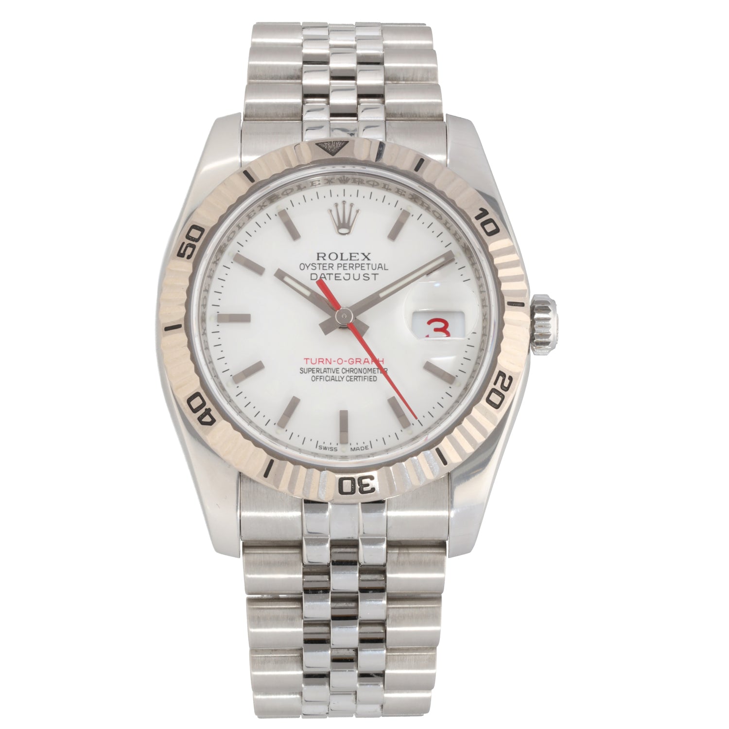 Rolex Turn-O-Graph - White Baton Dial & Bracelet Strap