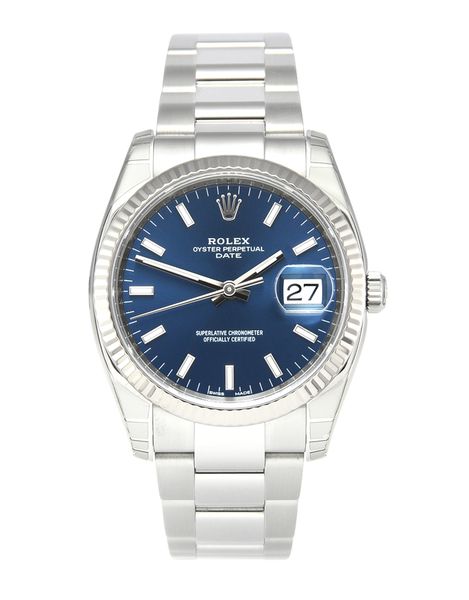 Rolex Oyster Perpetual Date Blue Baton Dial