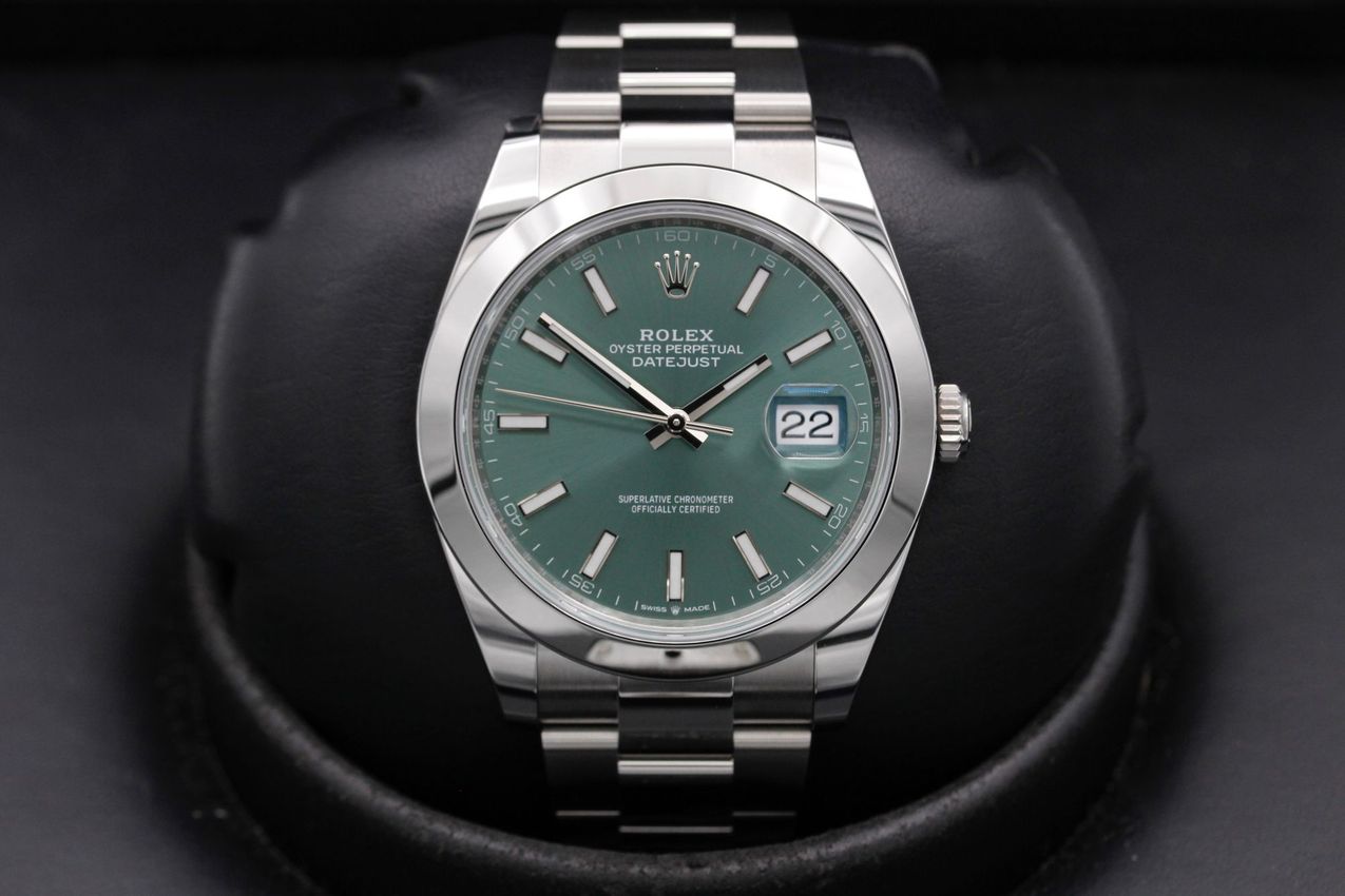 Rolex Datejust 41 - Mint Green Baton Dial & Bracelet Strap