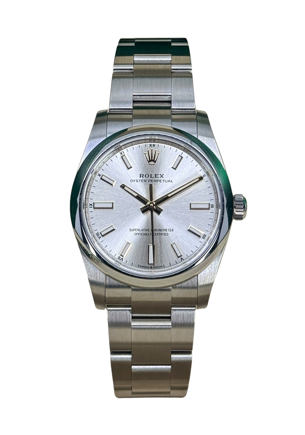 Rolex Oyster Perpetual - Silver Baton Dial & Bracelet Strap