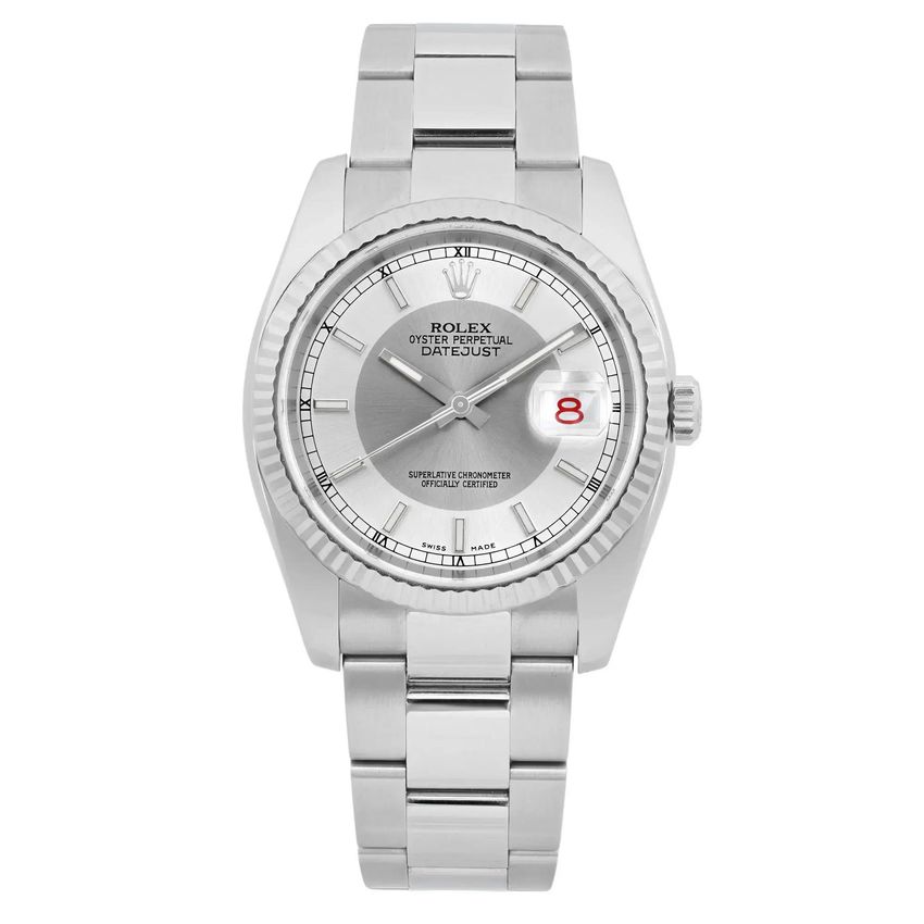 Rolex Datejust 116234 - Silver Baton Dial & Bracelet Strap