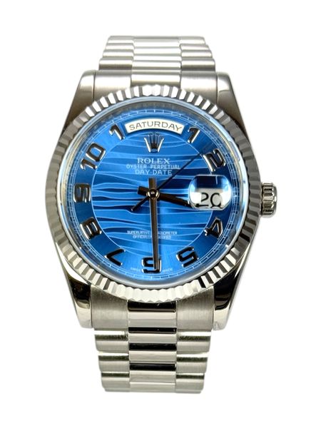 Rolex Day-Date Blue Waves Arabic Dial Bracelet Strap