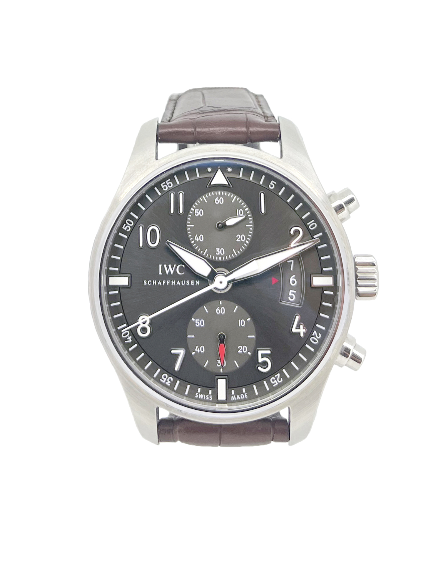 IWC Pilot's Spitfire Grey Arabic Dial Leather Strap