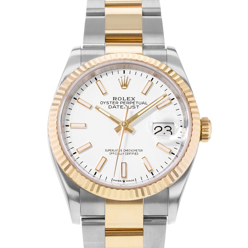 Rolex Datejust 126233 - White Baton Dial & Bracelet Strap