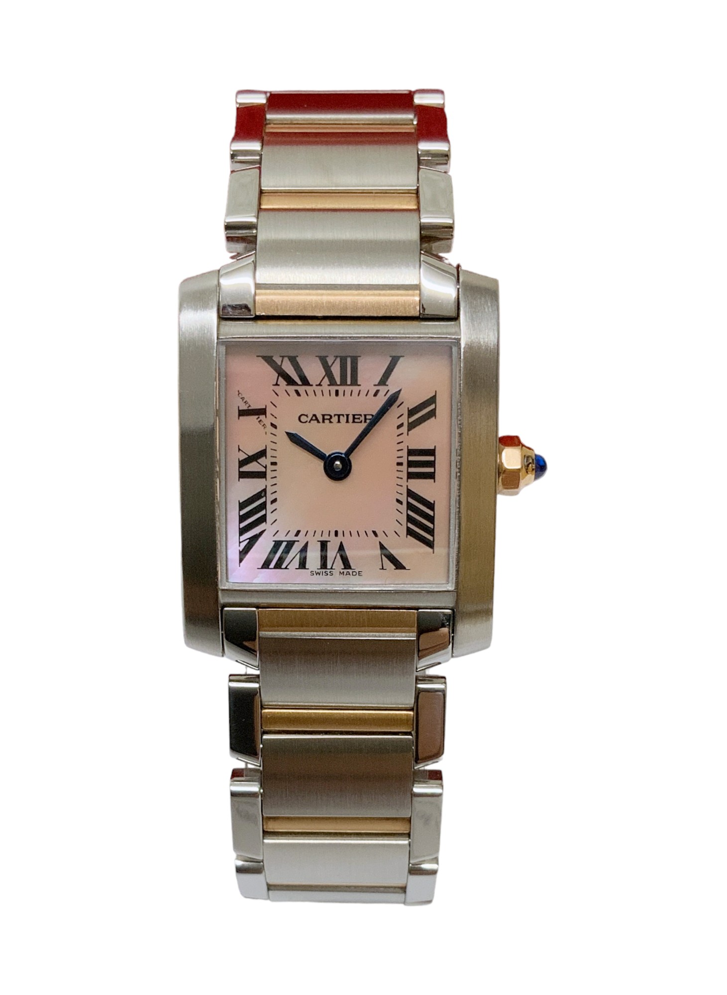Cartier Tank Francaise Mother of Pearl Pink Roman Numeral Dial