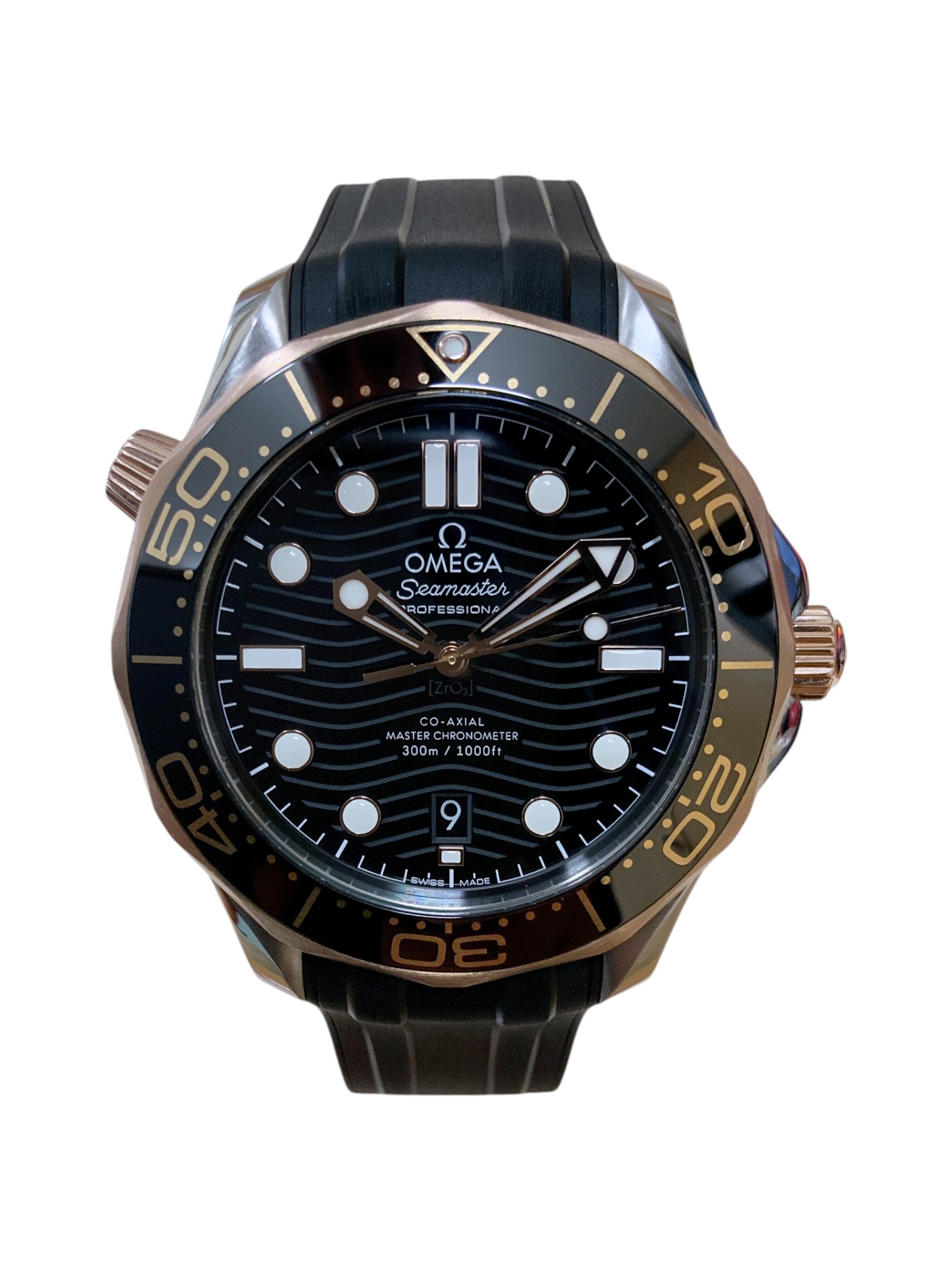 Omega Seamaster Diver 300m Black Dial Leather Strap