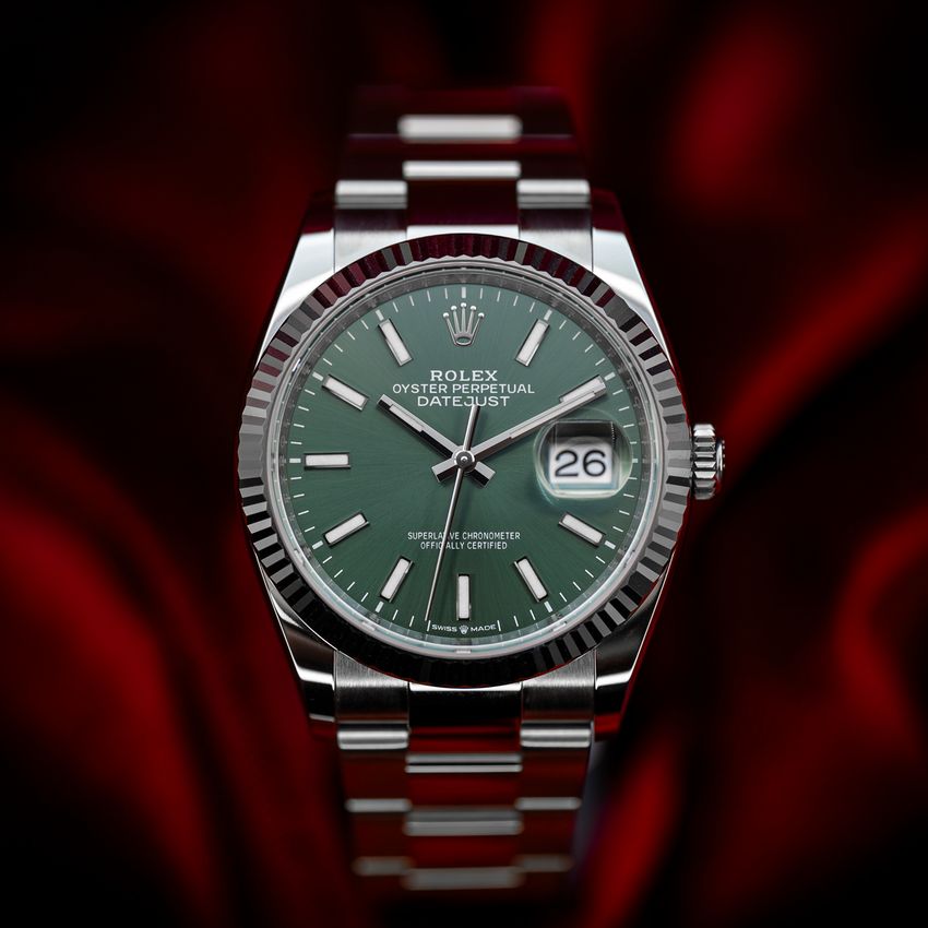 Rolex Datejust - Mint Green Baton Dial & Bracelet Strap