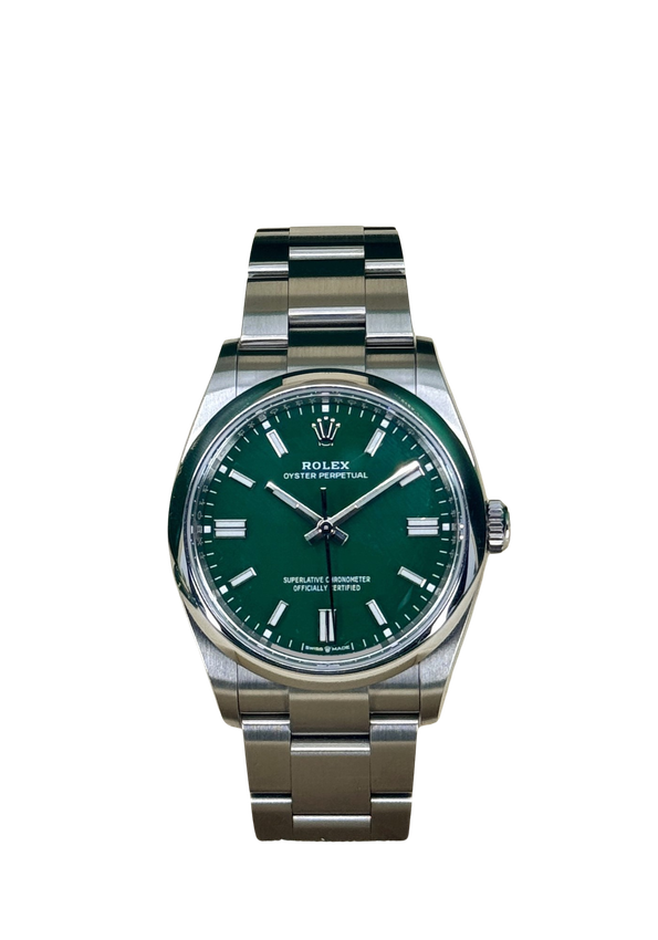 Rolex Oyster Perpetual - Green Baton Dial & Bracelet Strap