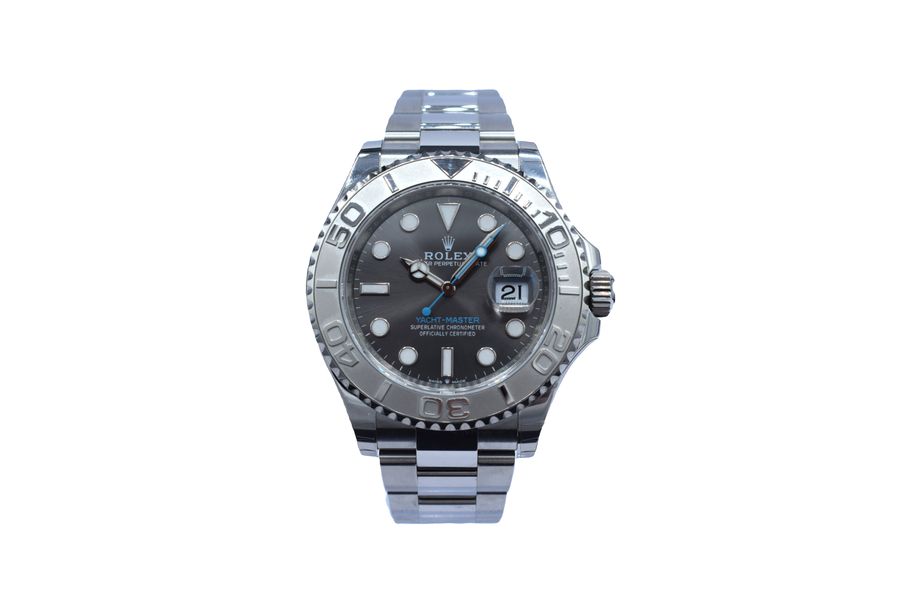 Blue Dial Rolex Ym Rhodium Master 37mm Rhodium Rolex Yacht Master