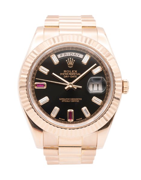 Rolex Day-Date II Black set with Rubies Diamonds Dial