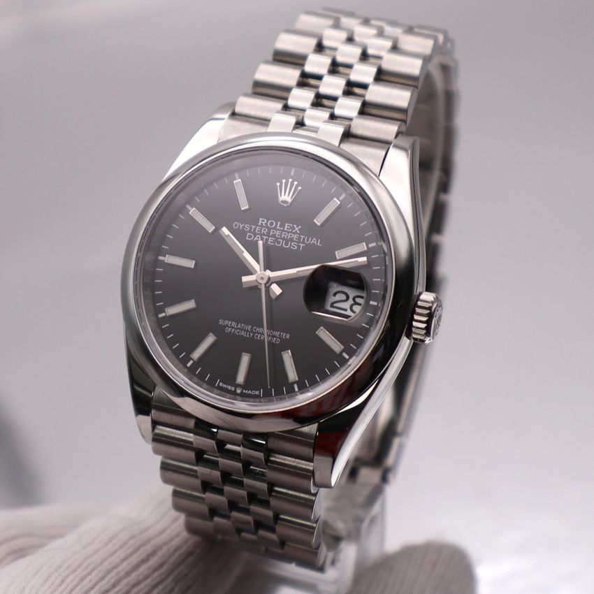 Rolex Datejust 126200 - Black Baton Dial & Bracelet Strap