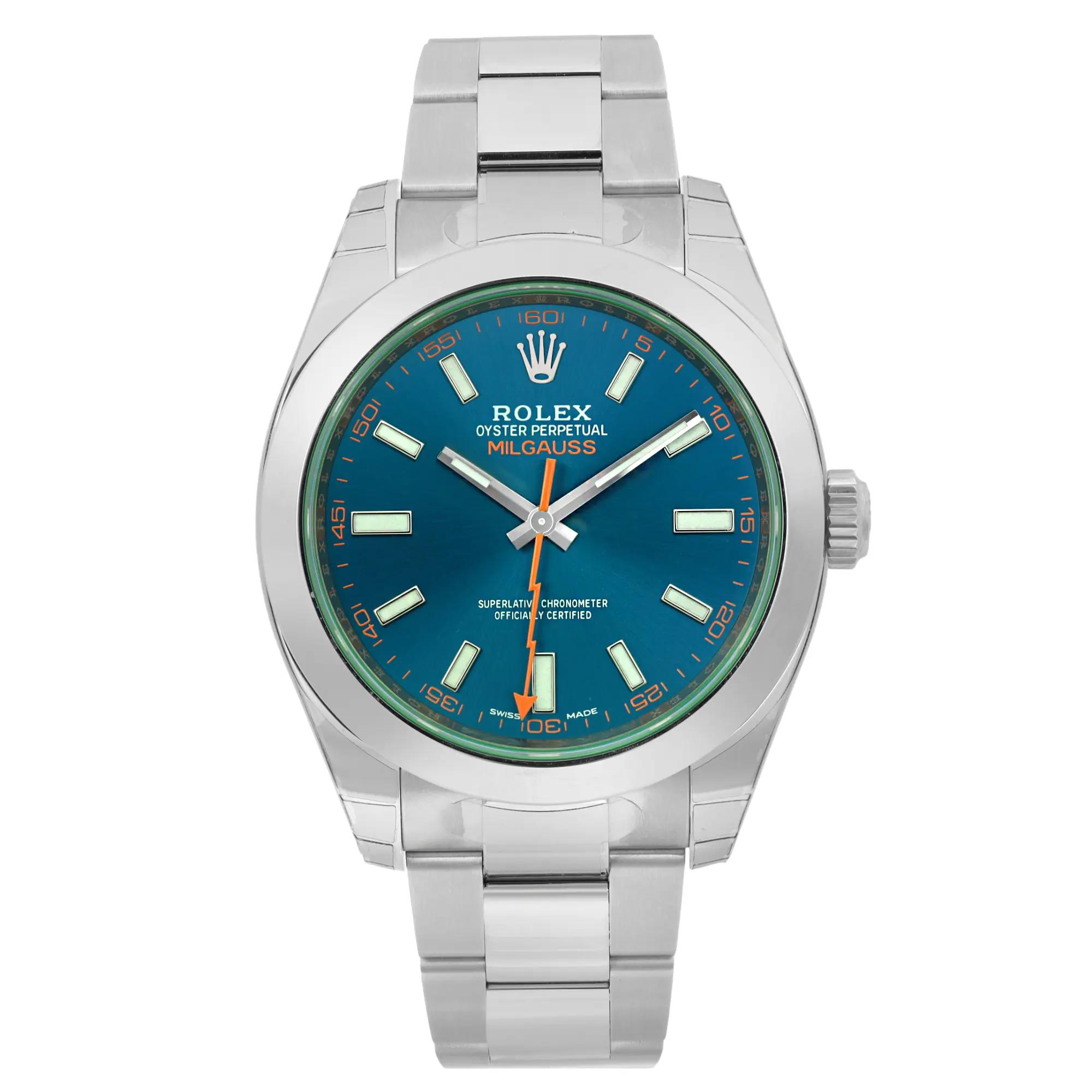 Rolex Milgauss 116400 GV - Blue Baton Dial &amp; Bracelet Strap