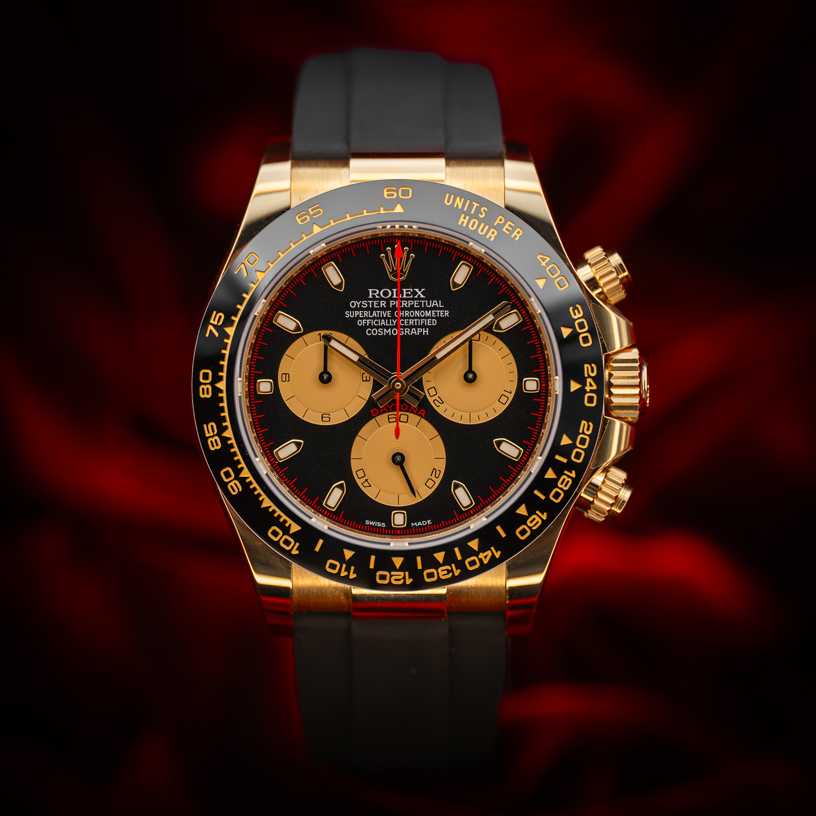 Rolex Daytona 116518 LN - Black Baton Dial & Rubber Strap