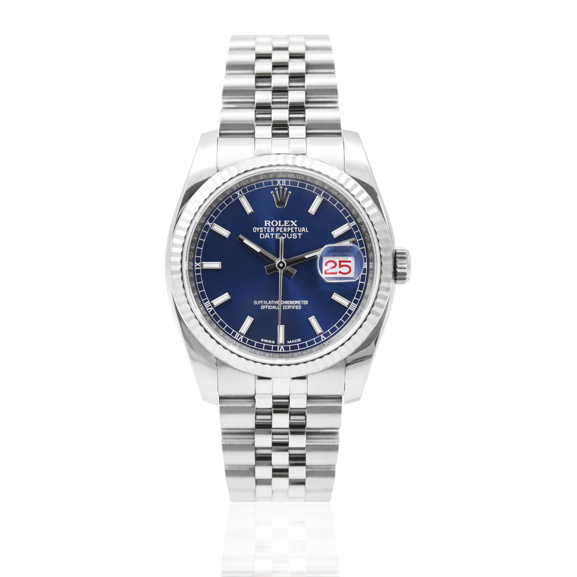 Rolex Datejust 116234 - Blue Baton Dial & Bracelet Strap